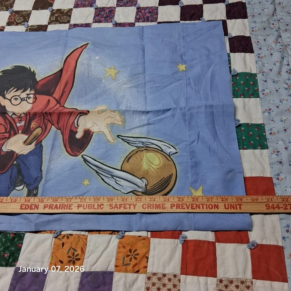 Vintage Harry Potter and The‎ Golden Snitch Quidditch Pillow Case Book Series